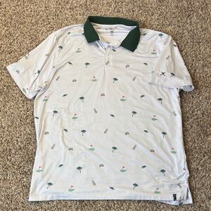 Kenneth Cole Golf White Polo Shirt with Green Collar